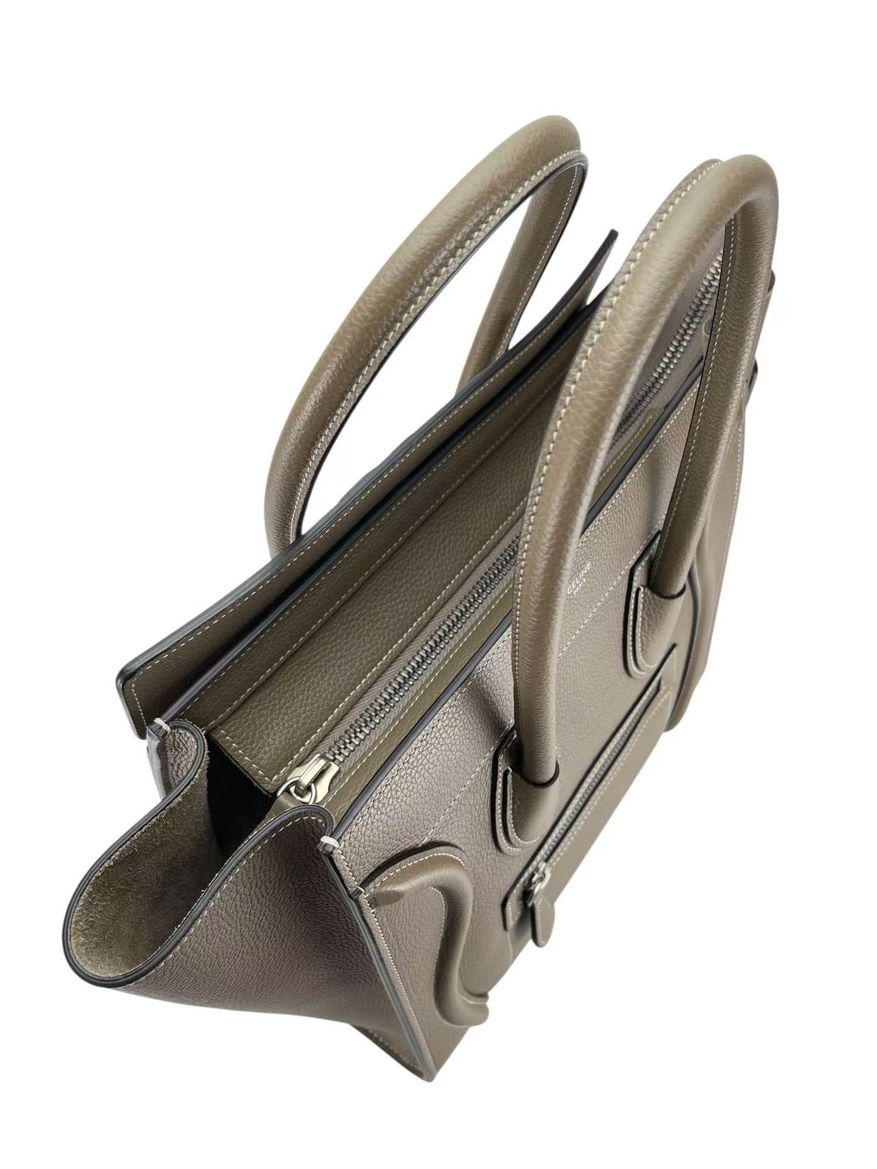 CELINE - Micro Luggage handbag in Drummed Calfskin Grey 