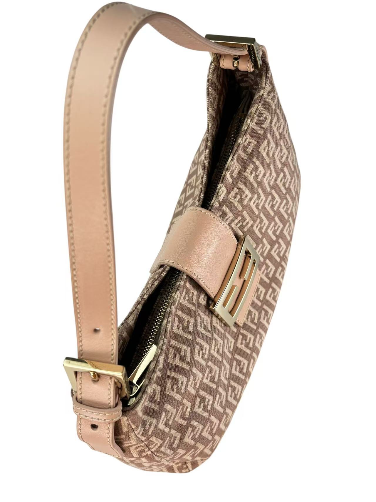 FENDI - Canvas Pink Zucchino Shoulder Bag 