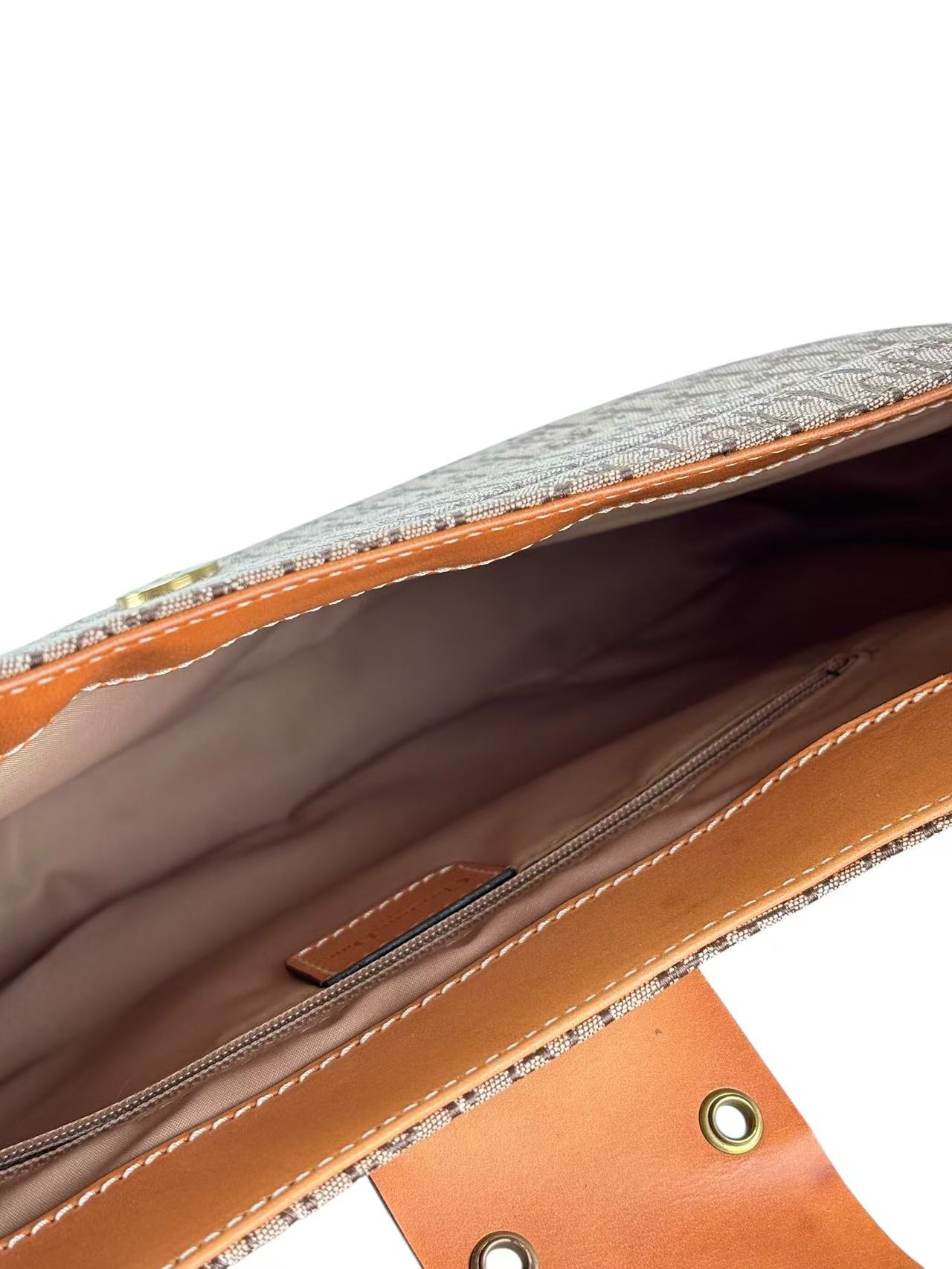 CHRISTIAN DIOR - Beige Canvas Trotter Pattern Street Chic Shoulder Bag