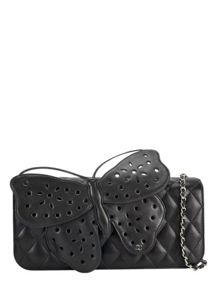 CHANEL - Matelasse Chain Shoulder Bag Butterfly Black Lambskin Sliver Hardware