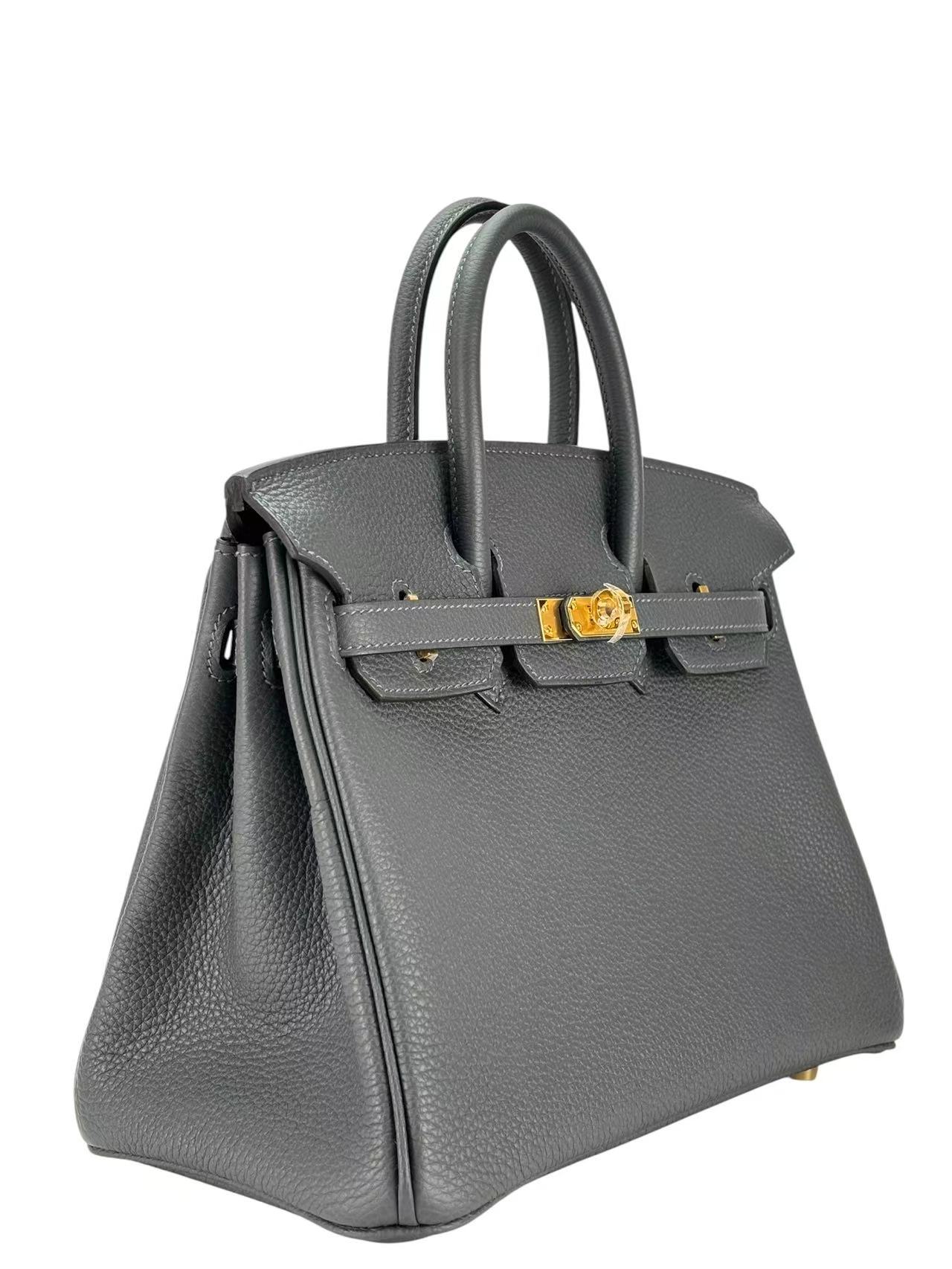 HERMES - Birkin 25  Gris Misty  Togo Gold Hardware