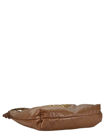 CHANEL - 22 Bag Dark Beige Calfskin Gold Hardware Small 