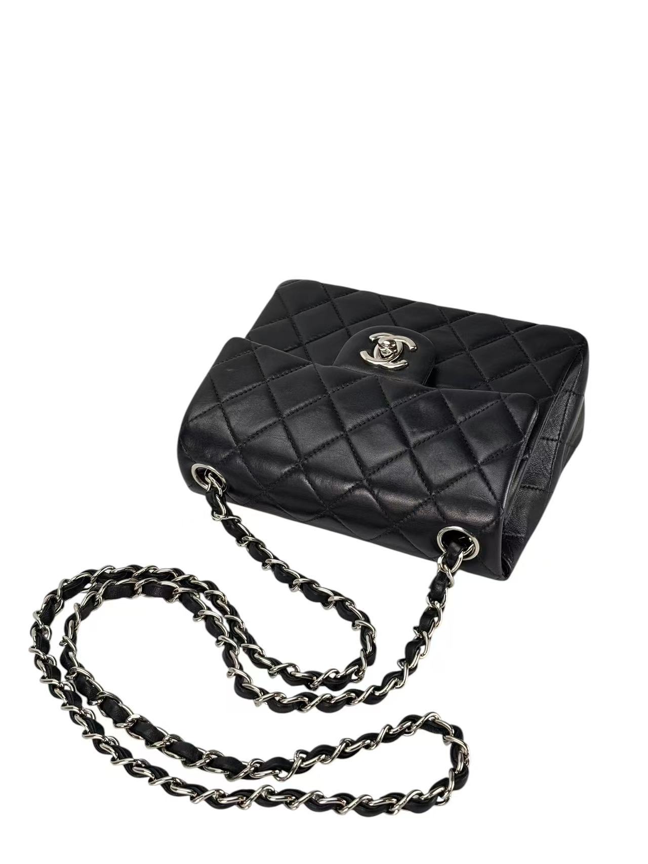 CHANEL - Black Lambskin Square 17 Shoulder Bag – Camellia Vintage