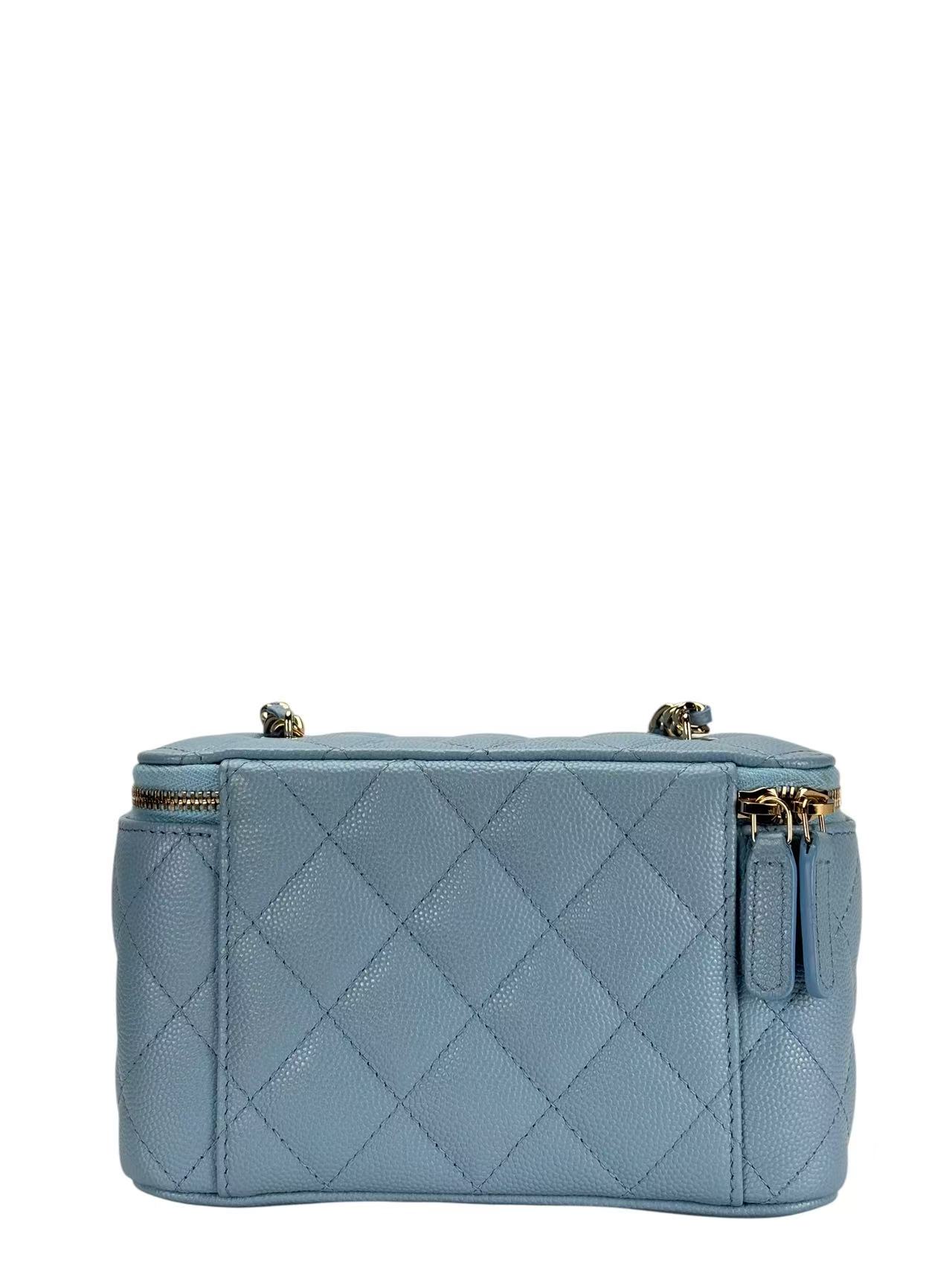 CHANEL - Small Vanity Case With Chain Blue Caviar