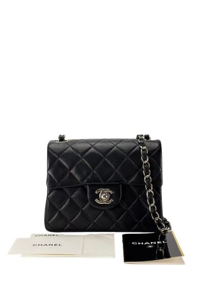 CHANEL - Black Lambskin Square 17 Shoulder Bag – Camellia Vintage