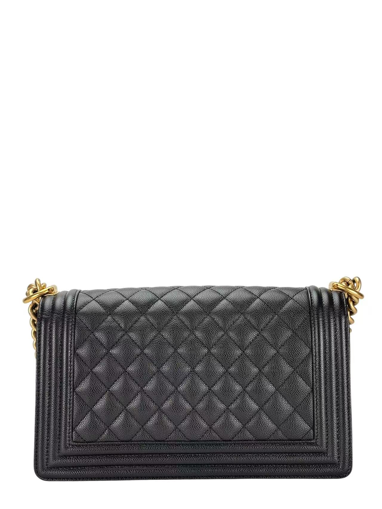 CHANEL - Medium Boy Flap Bag Black Caviar Gold Hardware