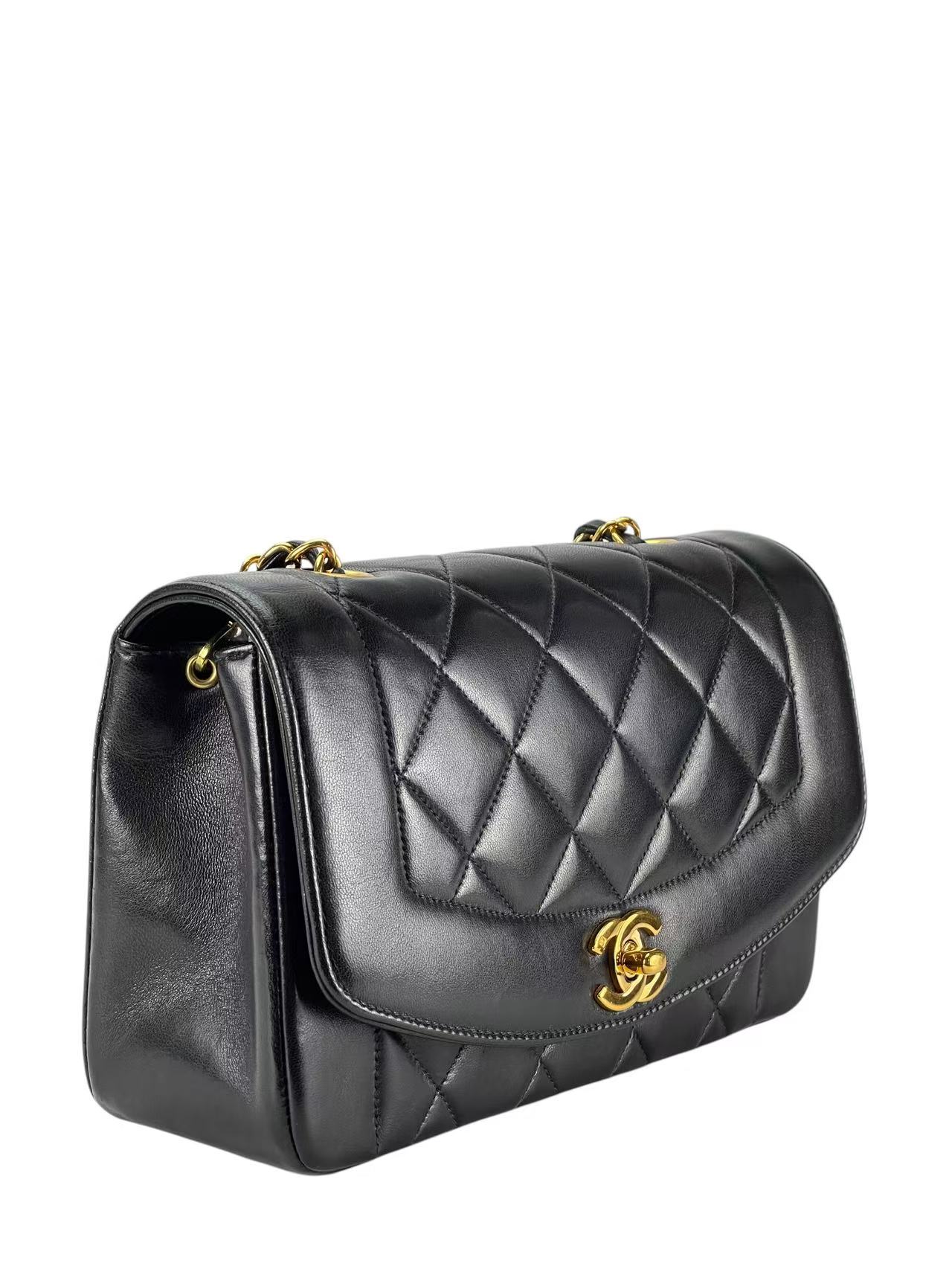 CHANEL - Black Lambskin Small Diana Shoulder Bag