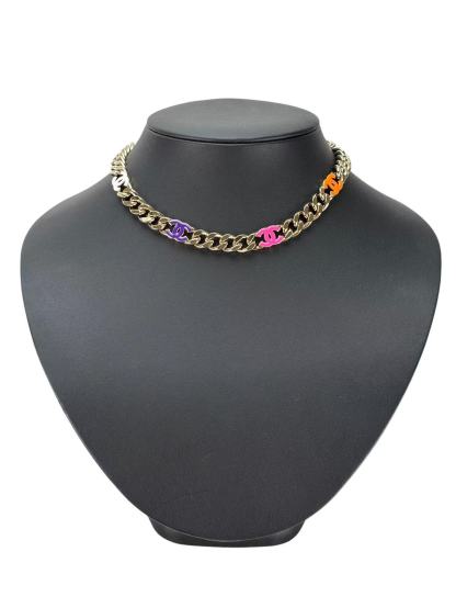 CHANEL - CC Logo Multicolor Necklace
