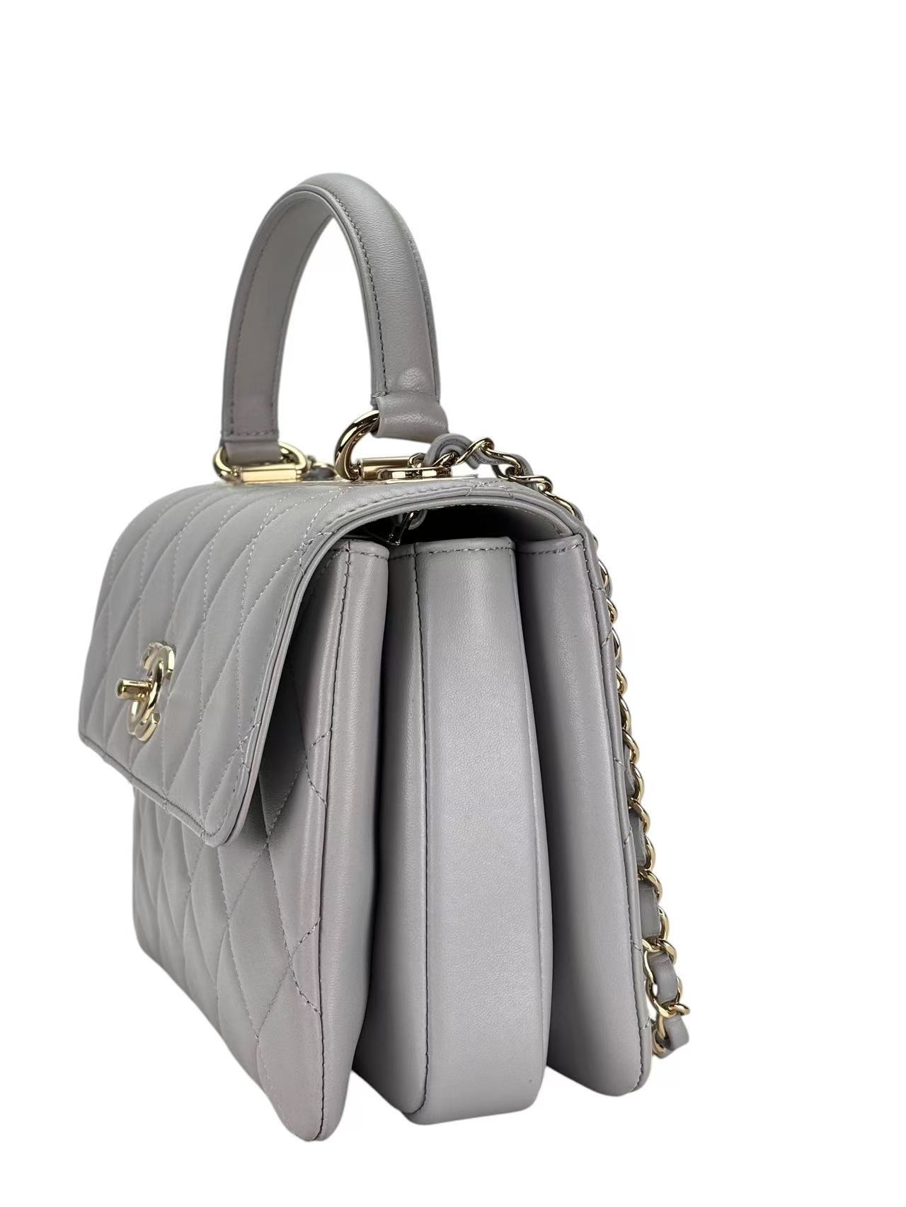 CHANEL - Gray Lambskin Trendy CC Small Hand Chain Bag
