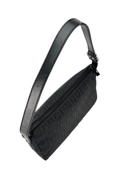 FENDI - Zucchino Canvas Leather Shoulder Bag Hand Bag Black