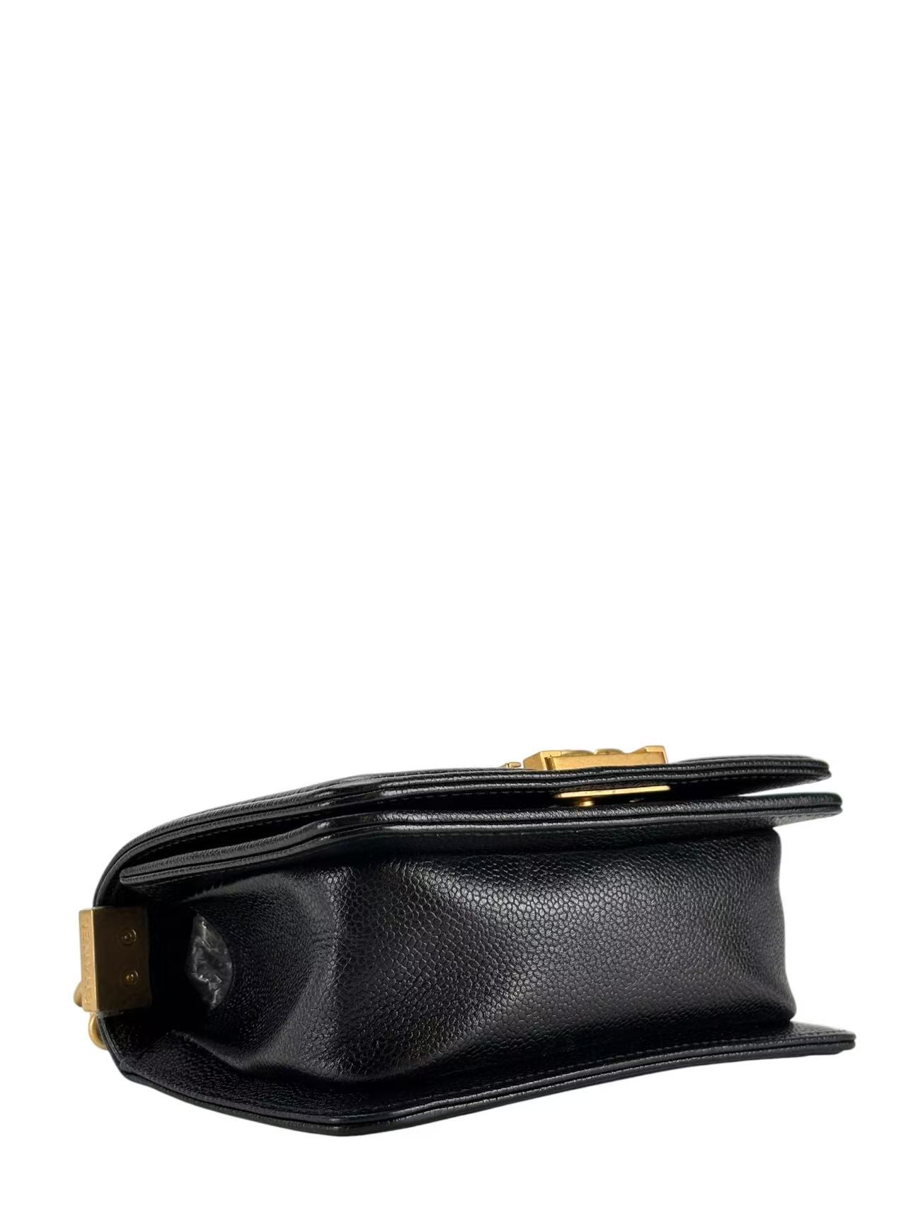 CHANEL - Small Boy Flap Bag Black Caviar Gold Hardware