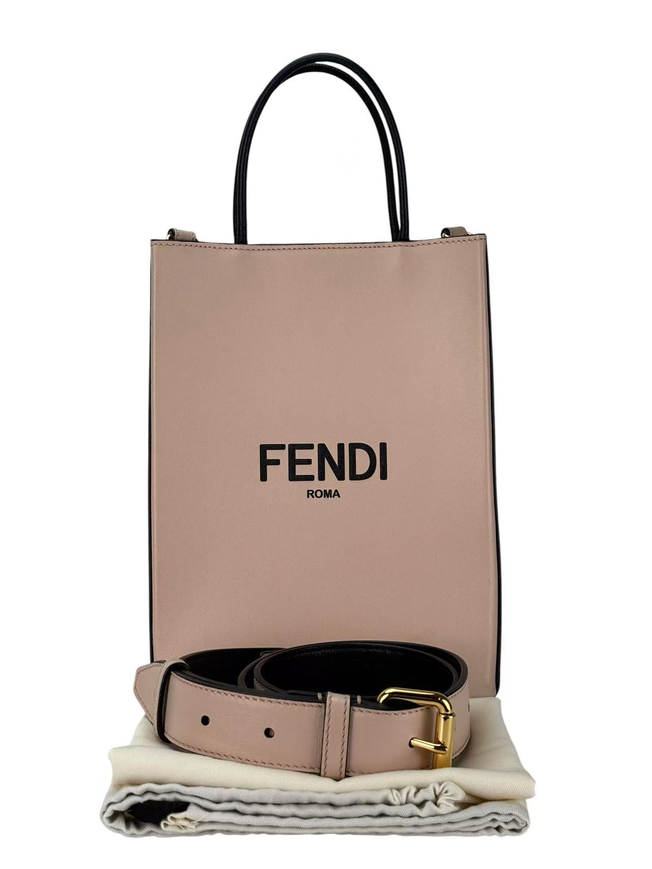 FENDI - Pink Calfskin Shopping Tote Bag