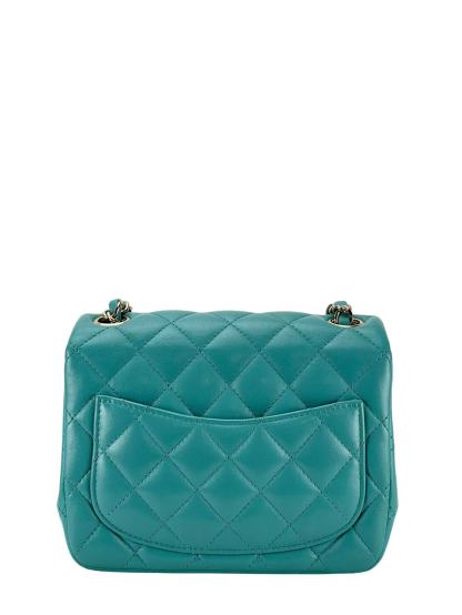 CHANEL - Green Lambskin Mini Classic Square Flap Shoulder Bag 17