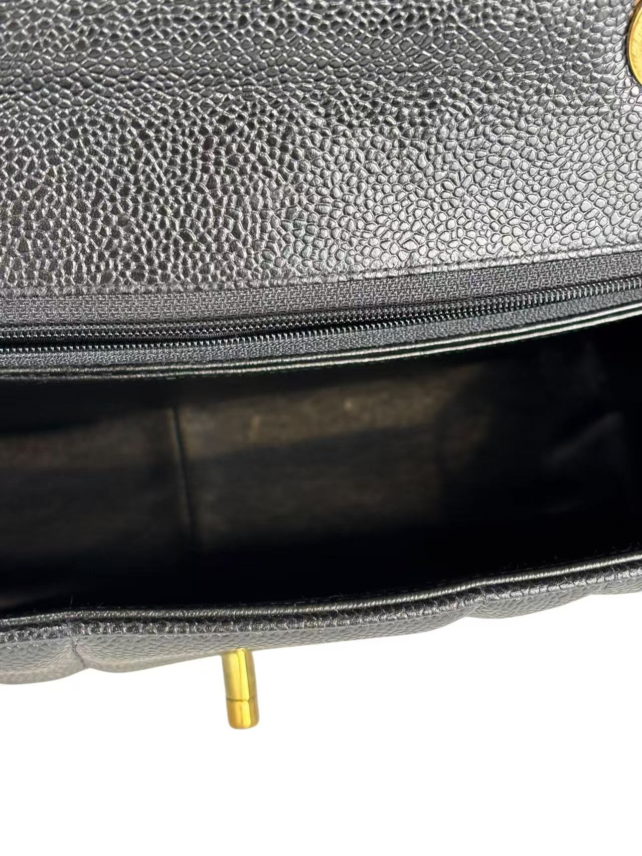 CHANEL - Black Caviar Jumbo Matelasse Flap Bag 30 Gold Hardware