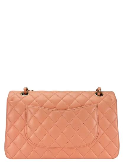 CHANEL - Medium Classic Double Flap Bag Light Orange Lambskin Sliver Hardware (CF25)