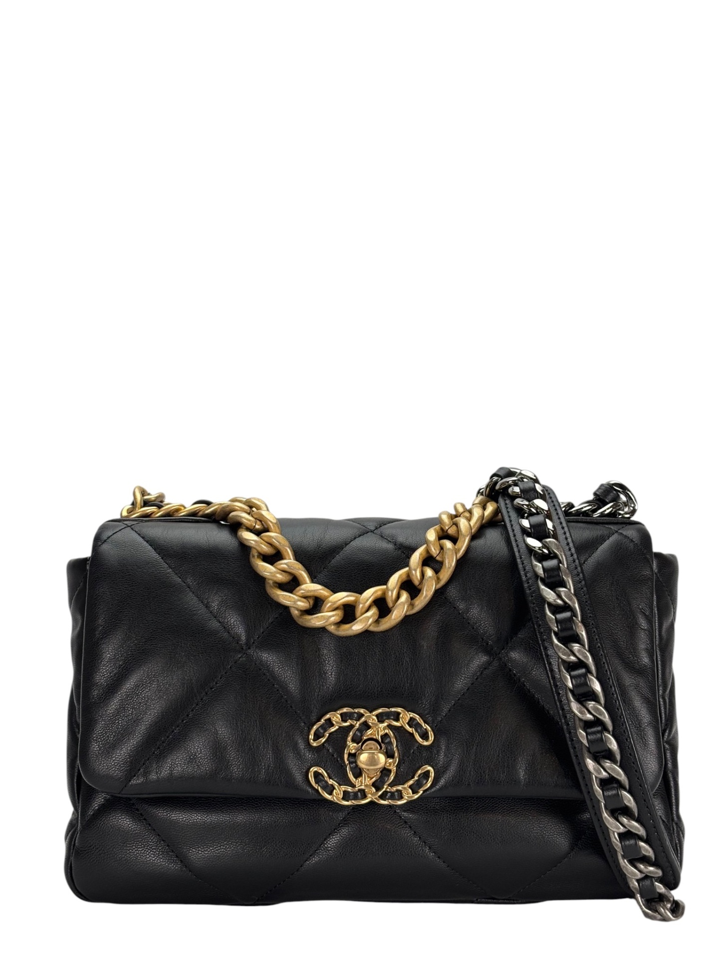 CHANEL - Medium 19 Bag Black Lambskin Handbag