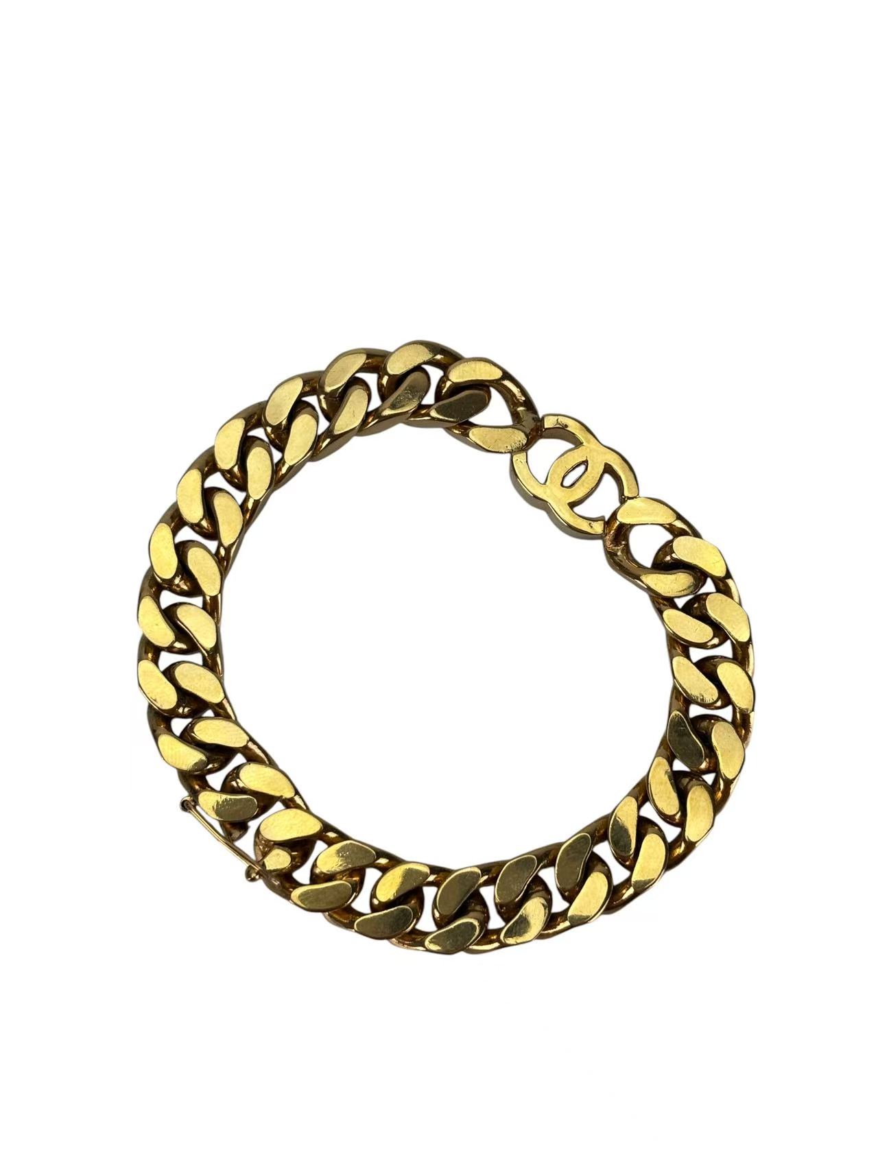CHANEL - CC Logo Gold Chain Bracelet