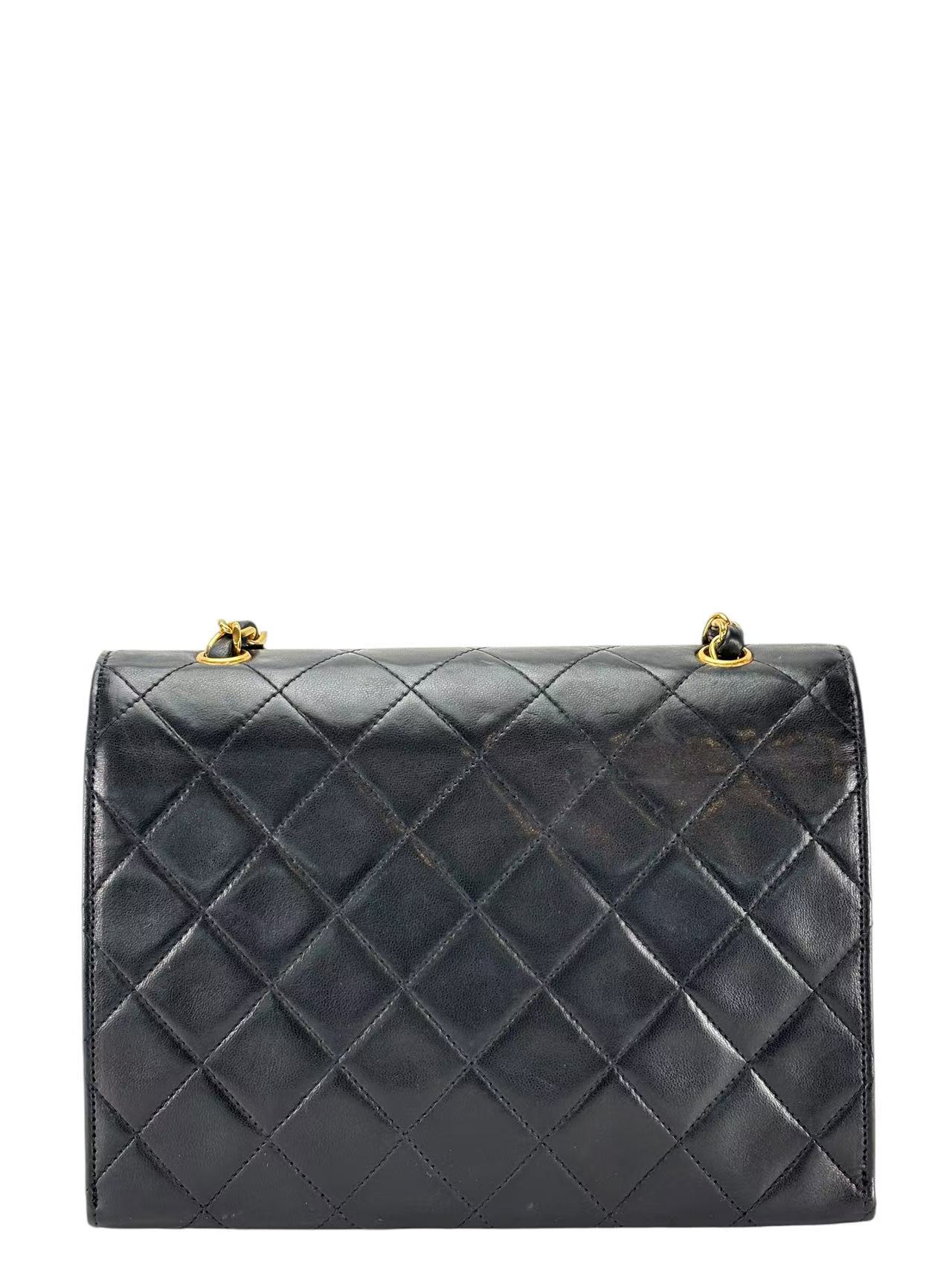CHANEL - Big CC Logo Shoulder Bag Black Lambskin Gold Hardware