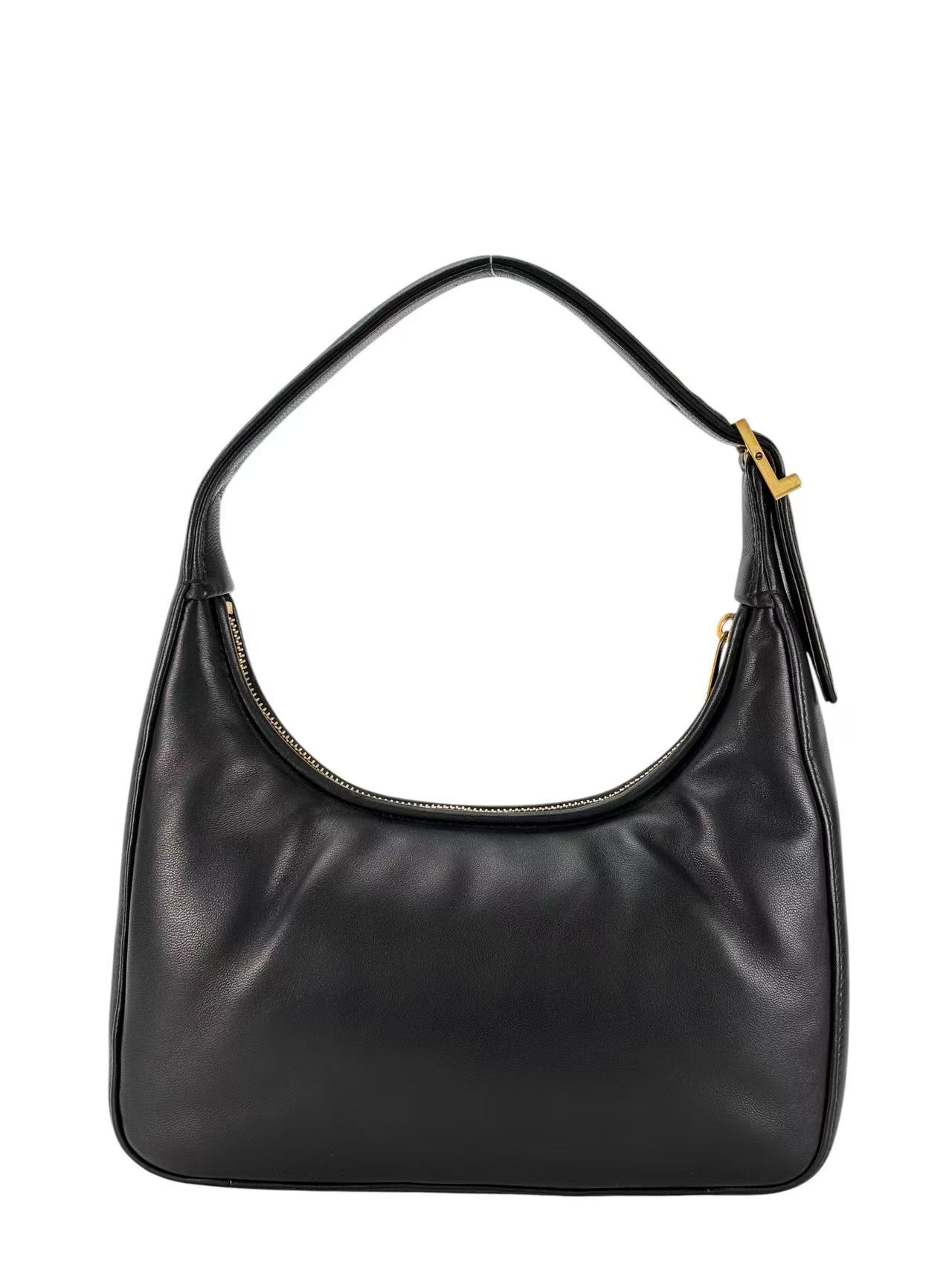 SAINT LAURENT - Black Lambskin Calypso YSL Hobo Bag