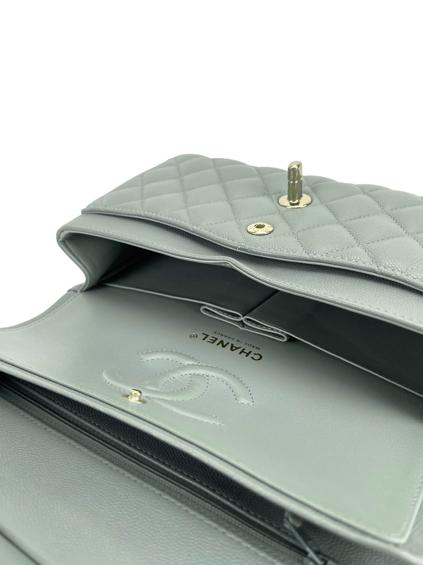 CHANEL - Light Grey Caviar CF23 Shoulder Bag
