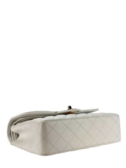 CHANEL - Double Face Small Classic Double Flap Bag White Caviar Gold Hardware (CF23)
