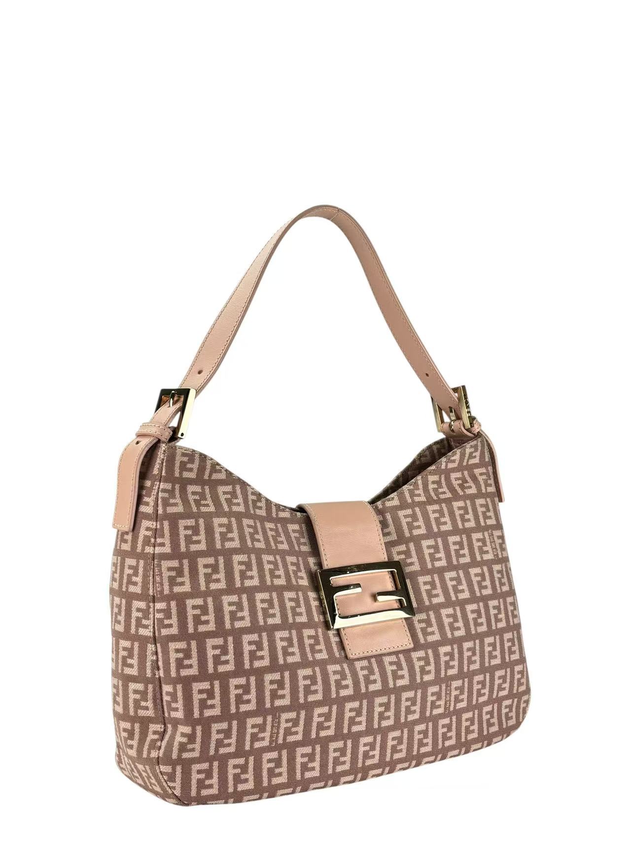 FENDI - Canvas Pink Zucchino Shoulder Bag 