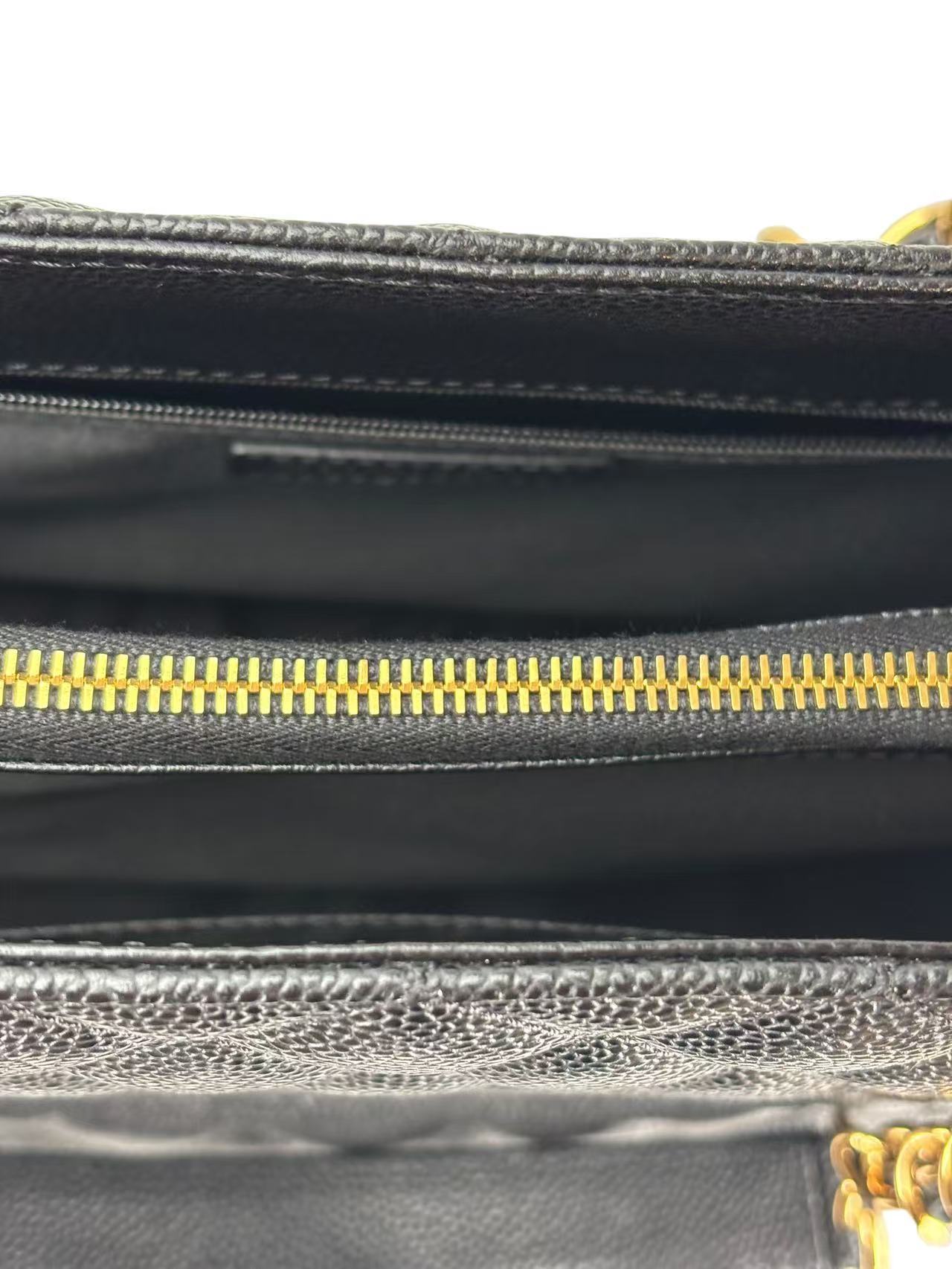 CHANEL - Black Caviar Quilted Grand Shopping Tote GST Gold Hardware