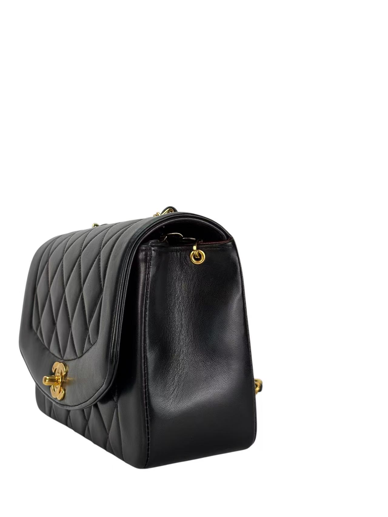CHANEL - Black Lambskin  Small Diana Shoulder Bag