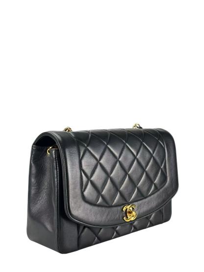CHANEL - Black Lambskin Medium Diana Shoulder Bag