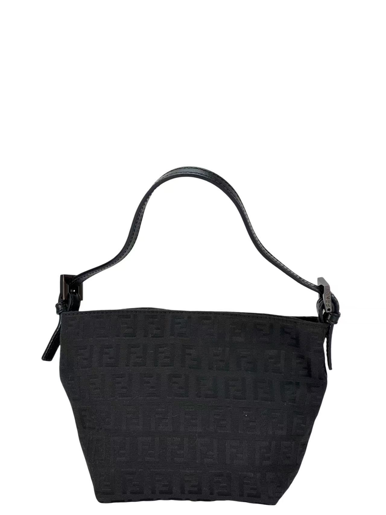 FENDI - Black Canvas Zuccino Handbag Bag