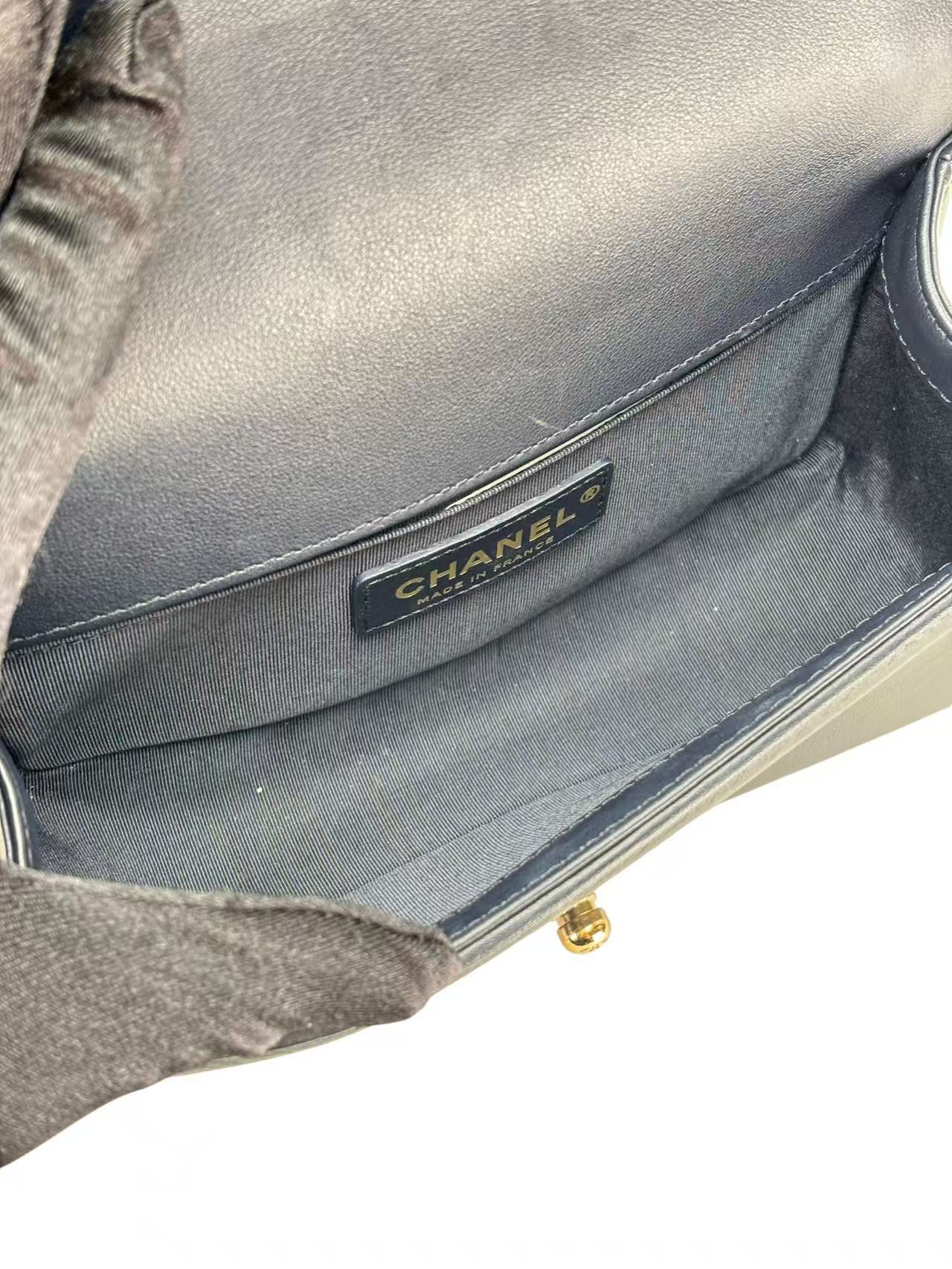 CHANEL - Small Boy Flap Bag Black Caviar Metal Gold