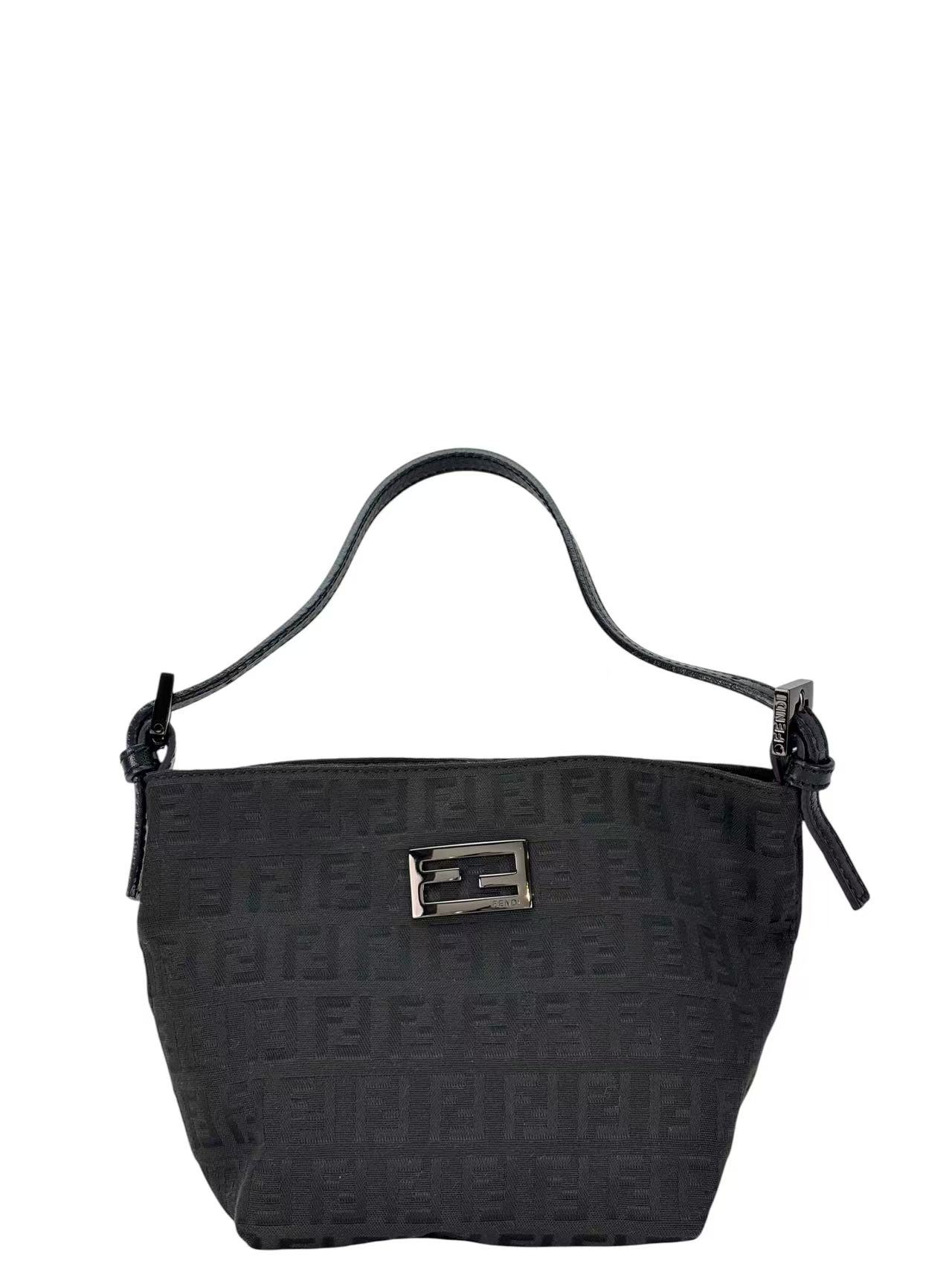 FENDI - Black Canvas Zuccino Handbag Bag