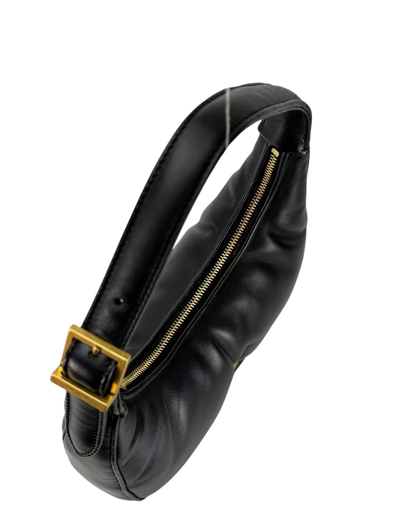 SAINT LAURENT - Black Lambskin Calypso YSL Hobo Bag