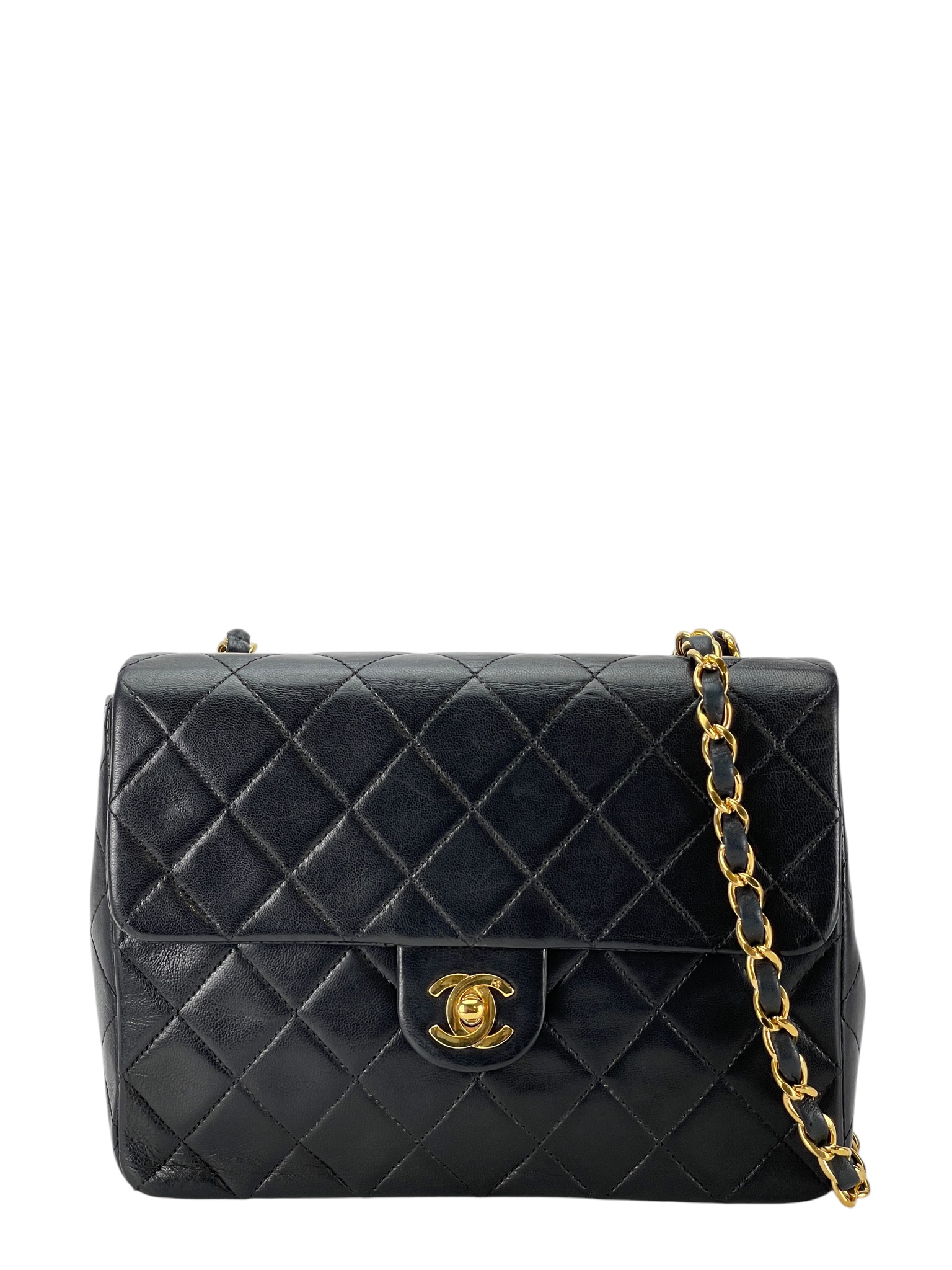 CHANEL - Mini Flap Bag 20 Black Lambskin Gold Hardware