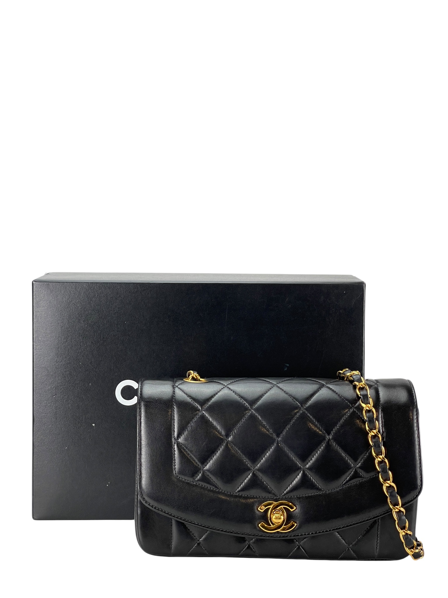 CHANEL - Black Lambskin Small Diana Shoulder Bag