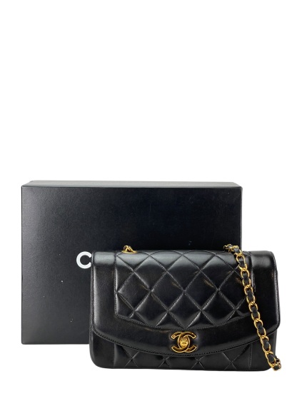 CHANEL - Black Lambskin Small Diana Shoulder Bag