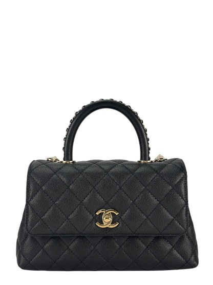 CHANEL - Coco Handle 23A Black Caviar 2way Handbag Gold Hardware