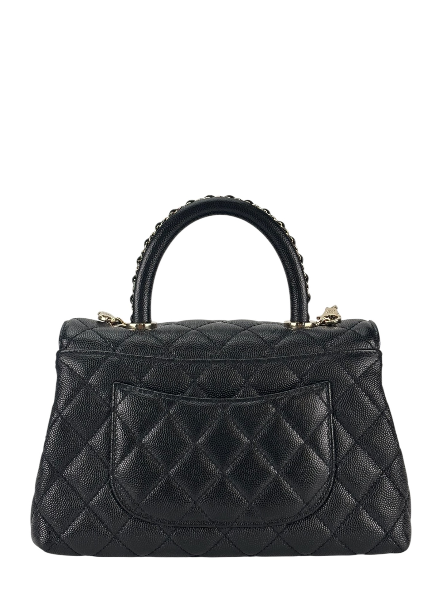 CHANEL - Coco Handle 23A Black Caviar 2way Handbag Gold Hardware