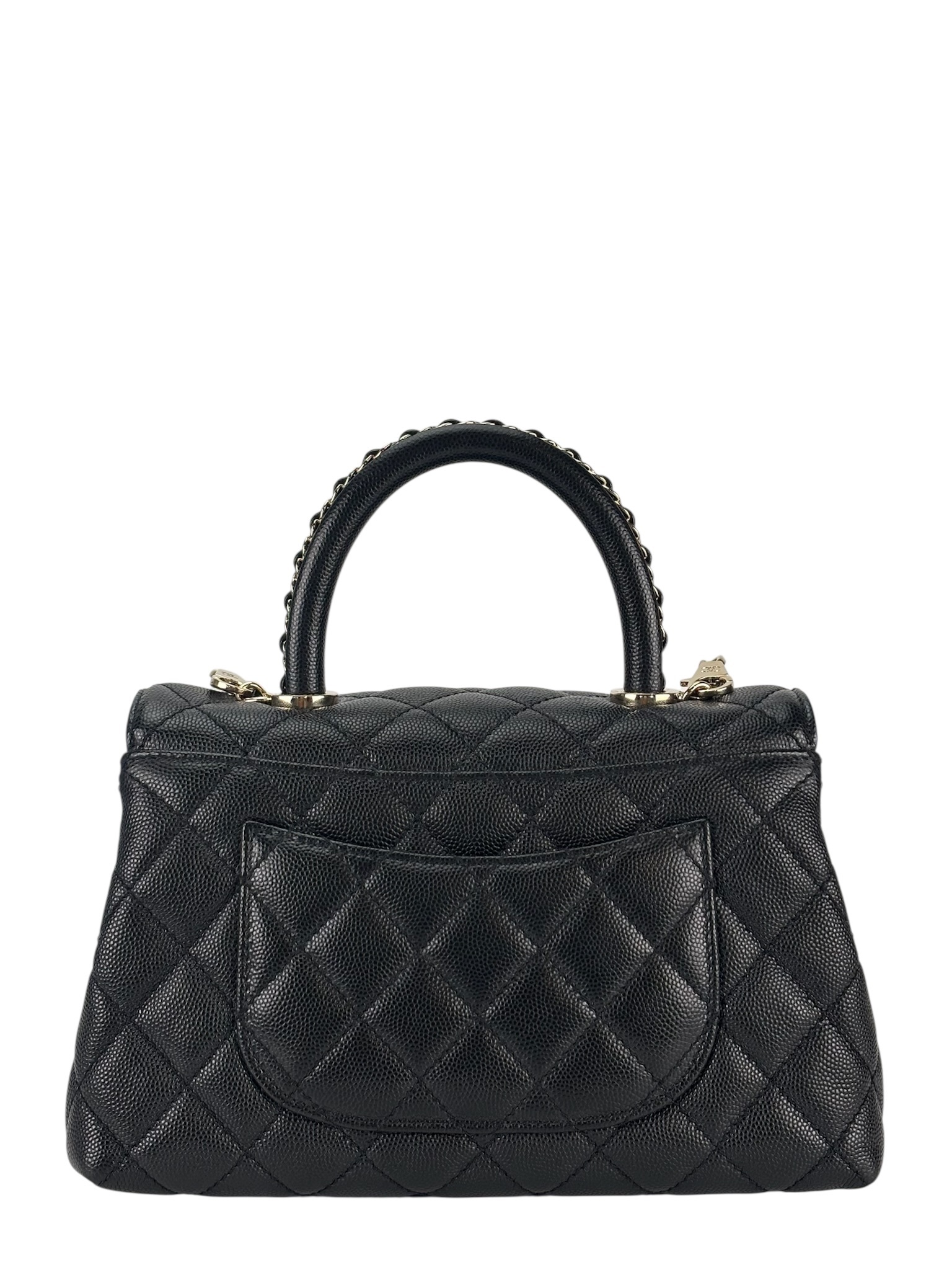 CHANEL - Coco Handle 23A Black Caviar 2way Handbag Gold Hardware
