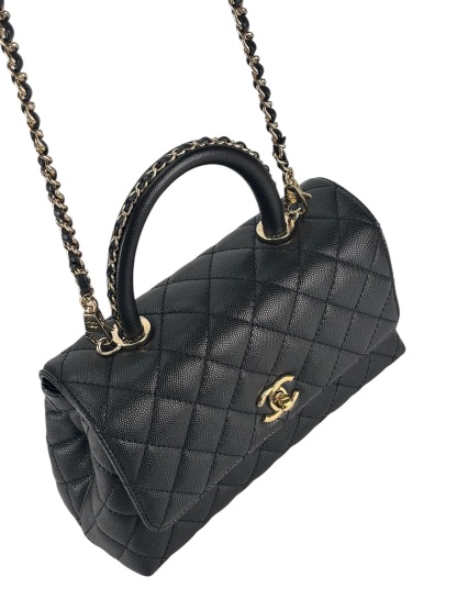 CHANEL - Coco Handle 23A Black Caviar 2way Handbag Gold Hardware
