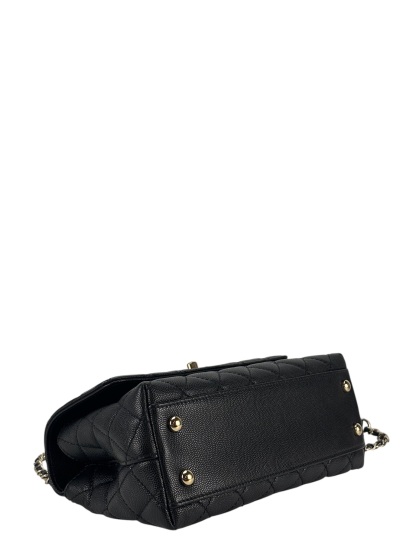 CHANEL - Coco Handle 23A Black Caviar 2way Handbag Gold Hardware