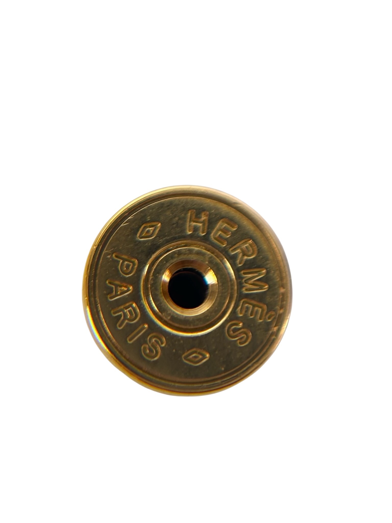 HERMES - Gold Cream White Horse Motif Tonnerre Cheval Earrings