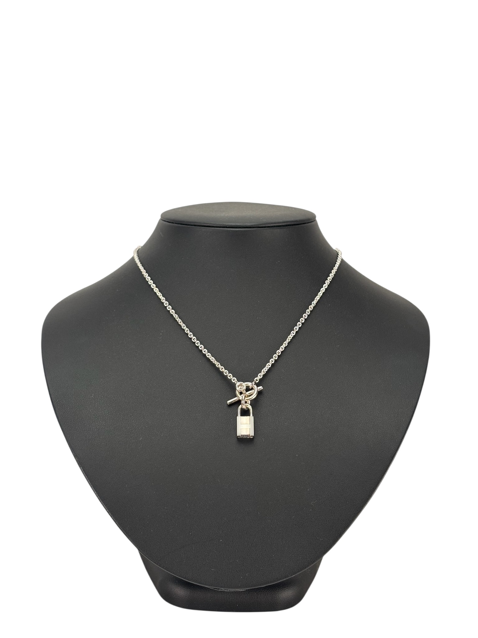 HERMES - 925 Silver Cadenad Padlock Pendant Necklace