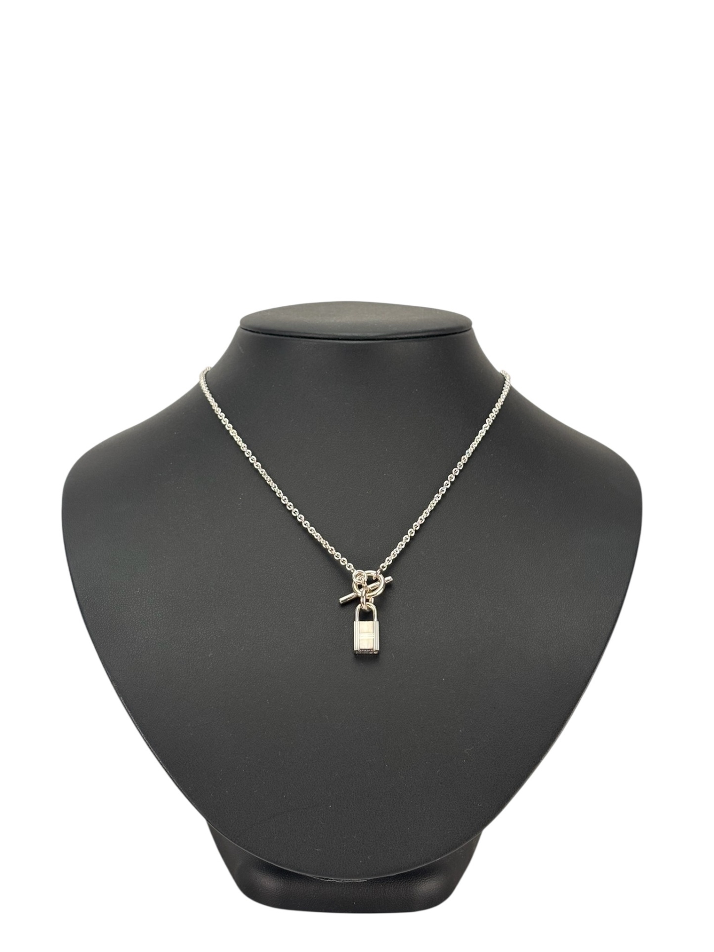 HERMES - 925 Silver Cadenad Padlock Pendant Necklace