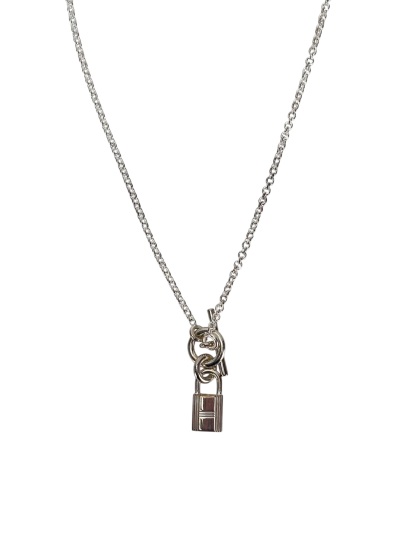 HERMES - 925 Silver Cadenad Padlock Pendant Necklace