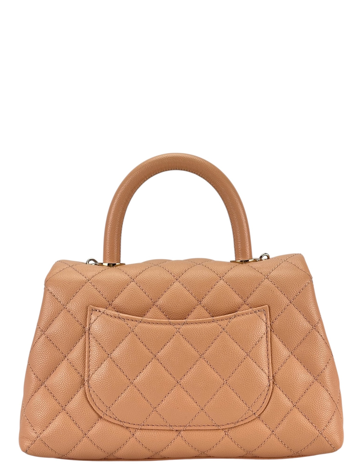 CHANEL - Caviar Skin Coco Handle Handbag Beige