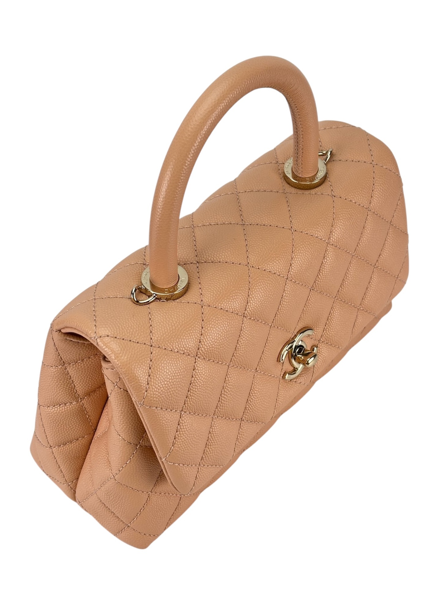 CHANEL - Caviar Skin Coco Handle Handbag Beige