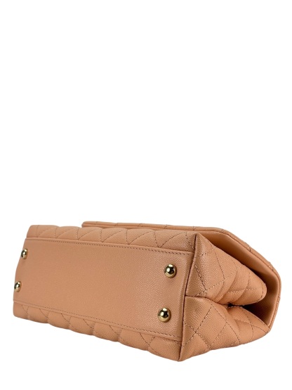 CHANEL - Caviar Skin Coco Handle Handbag Beige