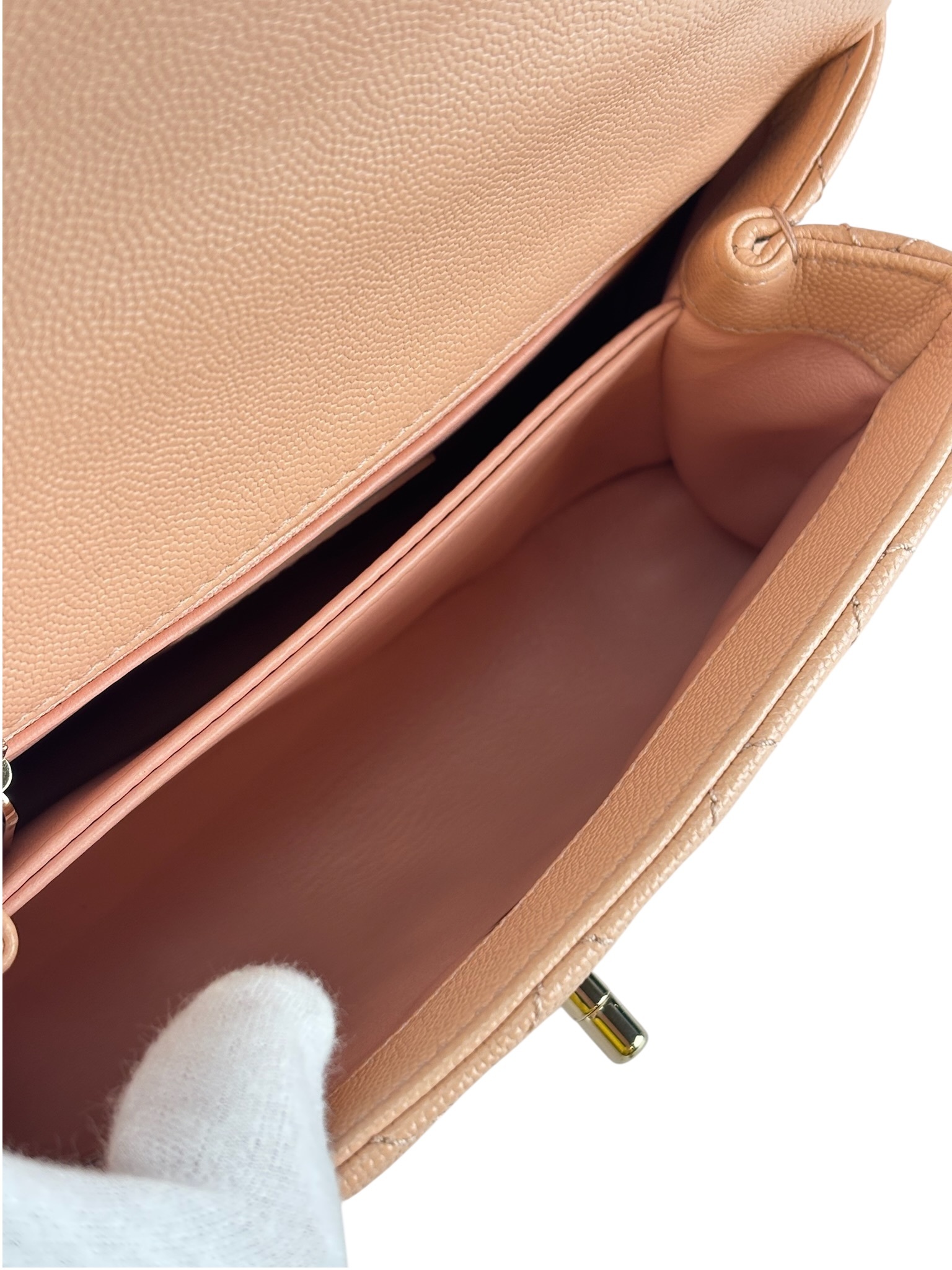 CHANEL - Caviar Skin Coco Handle Handbag Beige