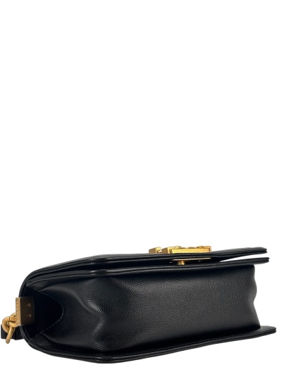 CHANEL - Small Boy Flap Bag Black Caviar Metal Gold